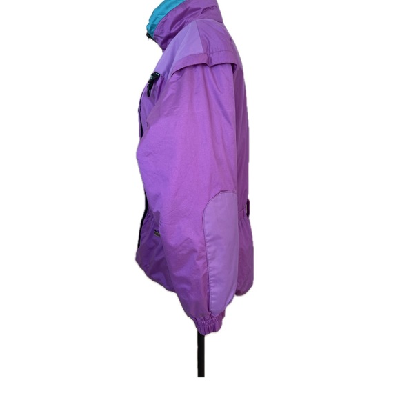 Vintage 80s Mountain Goat purple & turquoise ski jacket w shoulder pads Women M. - Picture 11 of 16